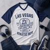 Las Vegas High Rollers Athletic Dept Graphic T-Shirt – Navy and White Varsity Style Tee