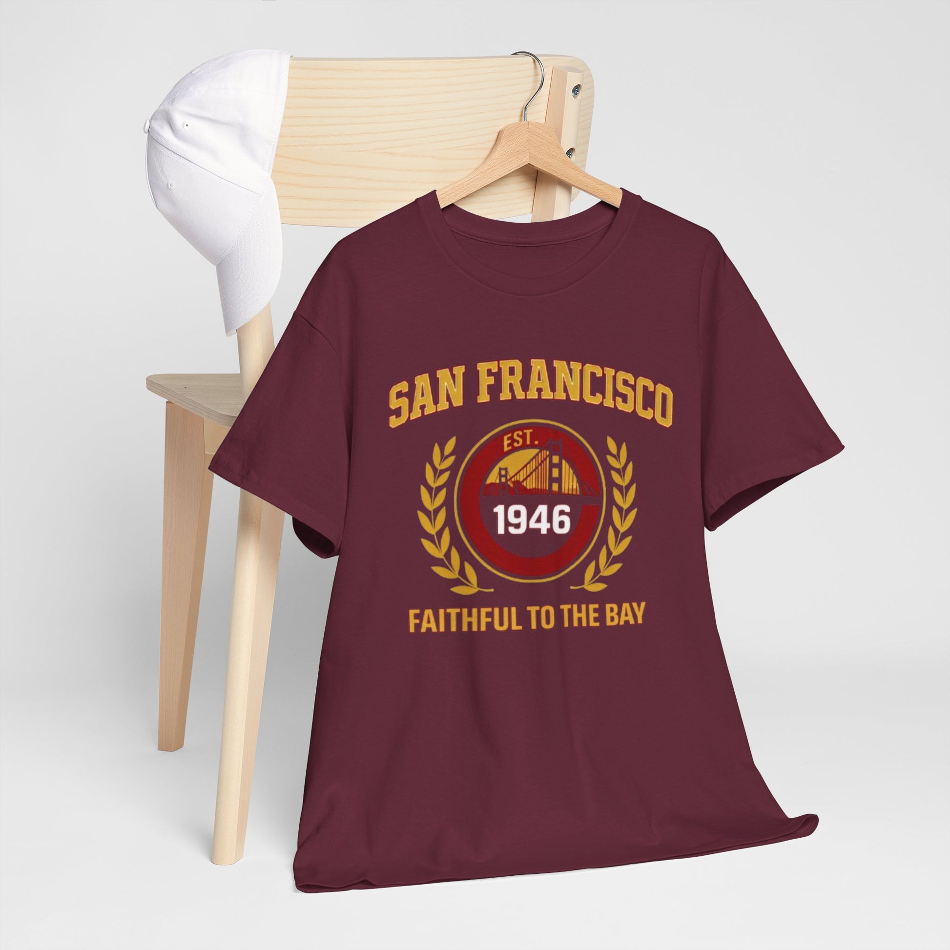 Lavender San Francisco football  "Faithful to the Bay" T-Shirt — Vintage Golden Gate Crew Tee