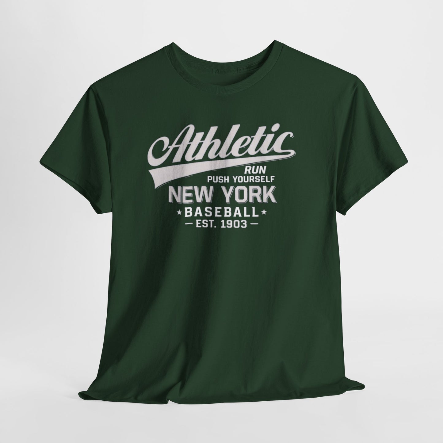 Athletic New York Baseball Tee — 'Athletic: Run, Push Yourself' Vintage Sport T-Shirt