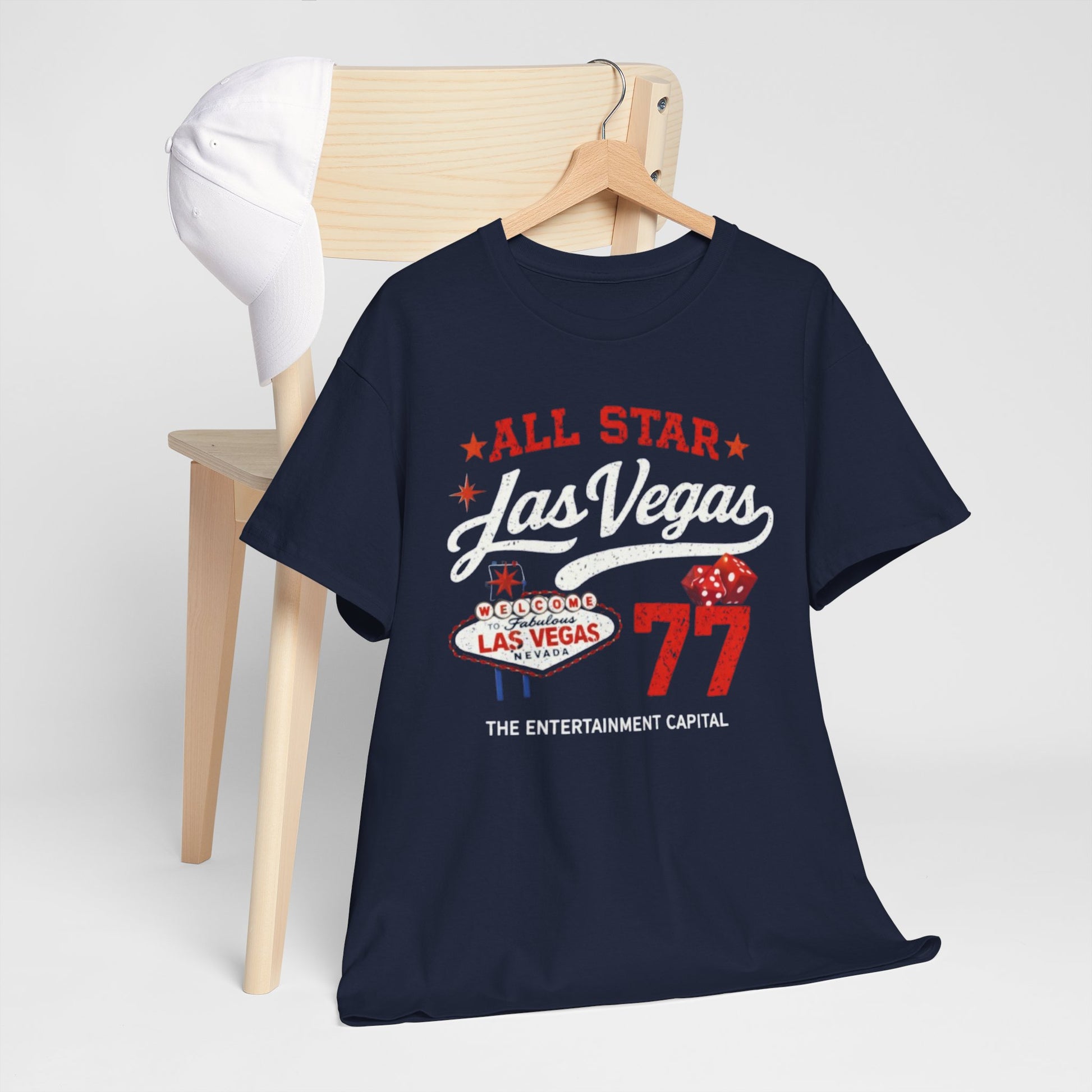 Dark Slate Gray Las Vegas All Star '77 Tee — Retro Casino Graphic T‑Shirt