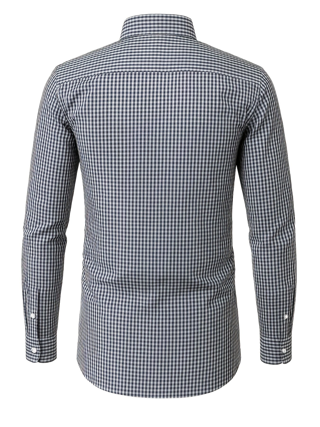 2025 New Cross-Border Spring And Summer Slim-Fit Black And White Checkered Formal Long-Sleeve Shirt for Men