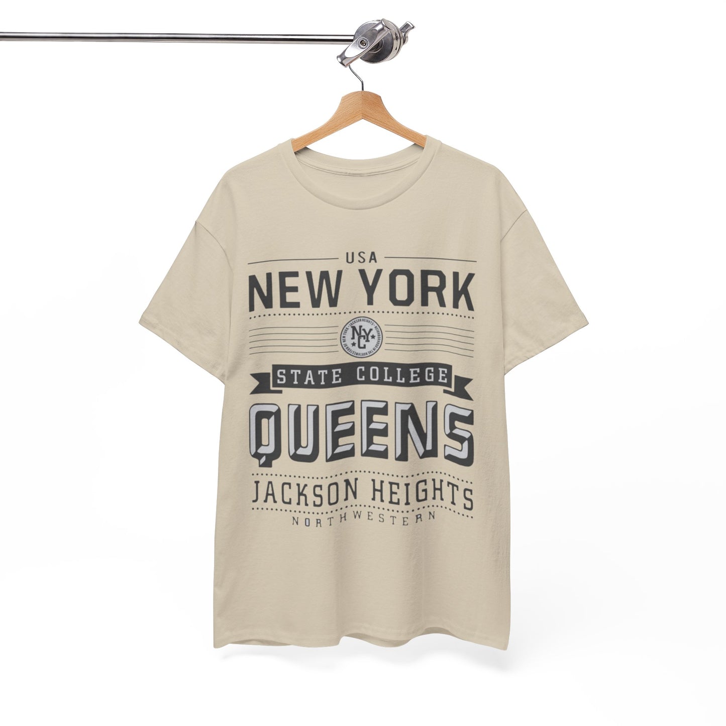 New York Queens Jackson Heights Tee — Vintage State College Graphic T-Shirt
