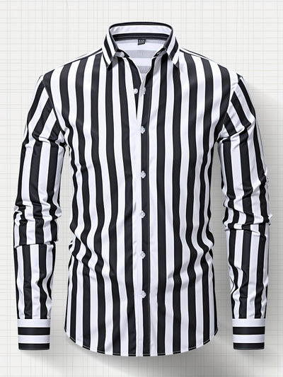 Lavender New Men's Formal Long Sleeve Thick Stripe Shirt, Easy Care, Versatile Business Casual Professional Shirt, Holiday Gift