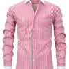 Rosy Brown Men'S Osha Collar Color-Blocked Long-Sleeve Shirt, New 2025 Digital Print Striped Business Casual Fashion, Finely Tailored Regular Fit, Breathable And Comfortable Fabric, Trendy And Unique, Perfect As a Holiday Gift for Men'S