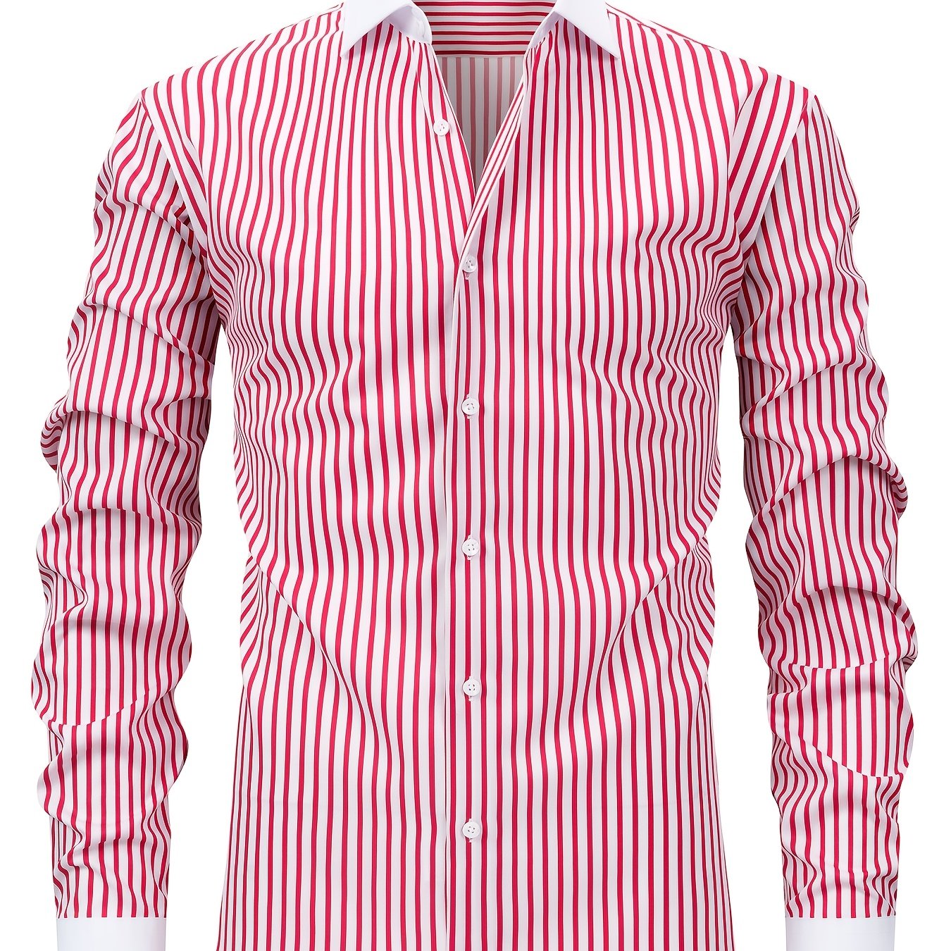 Rosy Brown Men'S Osha Collar Color-Blocked Long-Sleeve Shirt, New 2025 Digital Print Striped Business Casual Fashion, Finely Tailored Regular Fit, Breathable And Comfortable Fabric, Trendy And Unique, Perfect As a Holiday Gift for Men'S