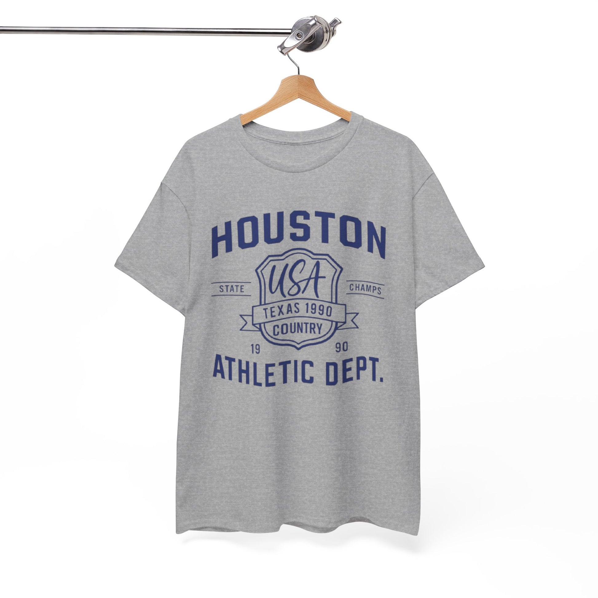 White Smoke Houston Athletic Dept. T-Shirt — USA Texas 1990 Vintage Collegiate Tee