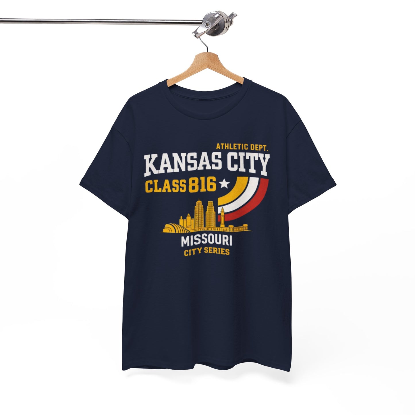 White Smoke Kansas City Class 816 T-Shirt — Missouri City Skyline Retro Athletic Tee