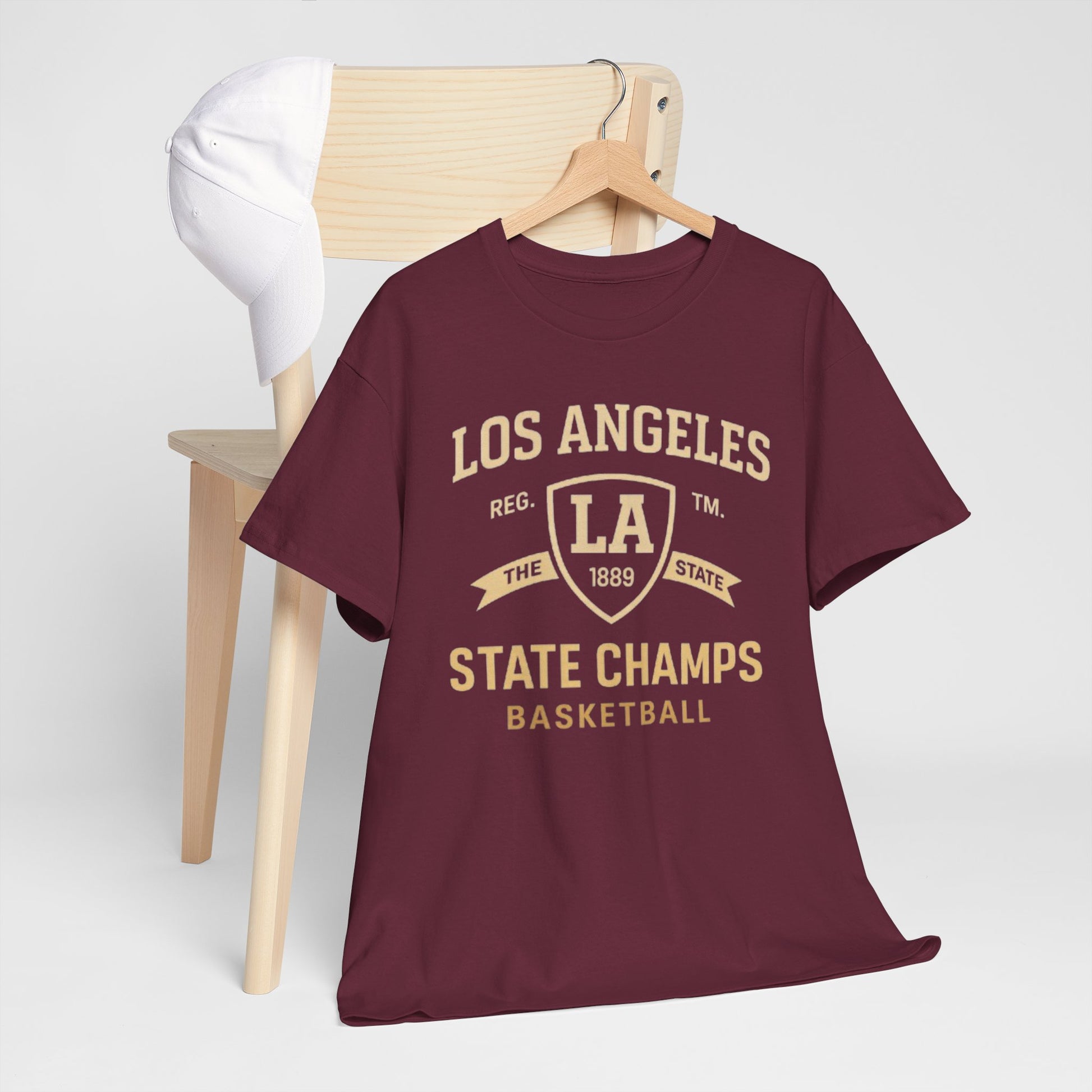 Lavender Los Angeles State Champs Basketball T-Shirt – Oversized Urban Streetwear City Tee