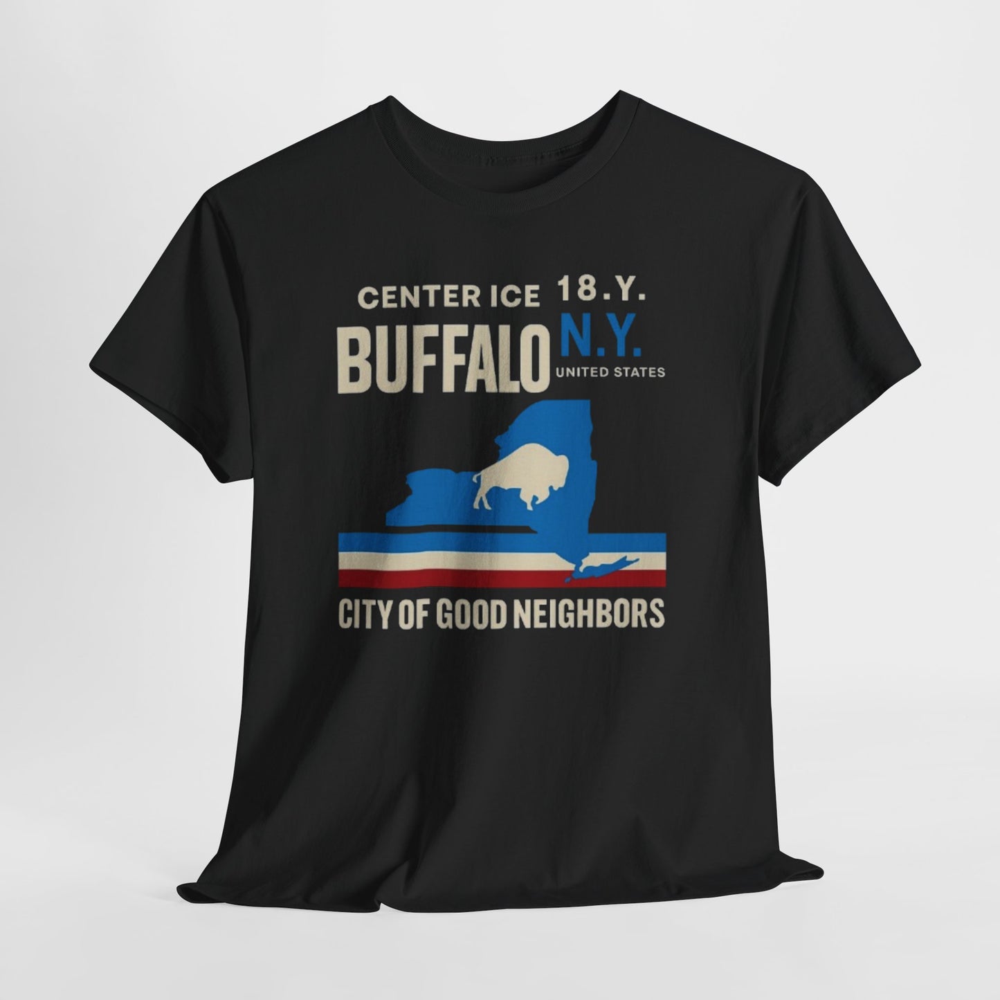 Buffalo NY City of Good Neighbors T-Shirt — Retro New York State Silhouette Tee