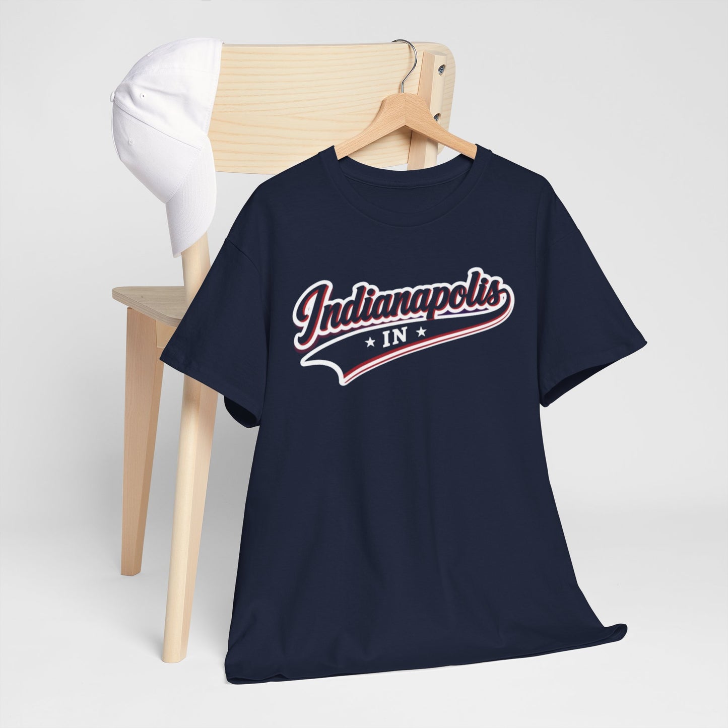 Dark Slate Gray Indianapolis Script Tee — Vintage City Baseball  T‑Shirt