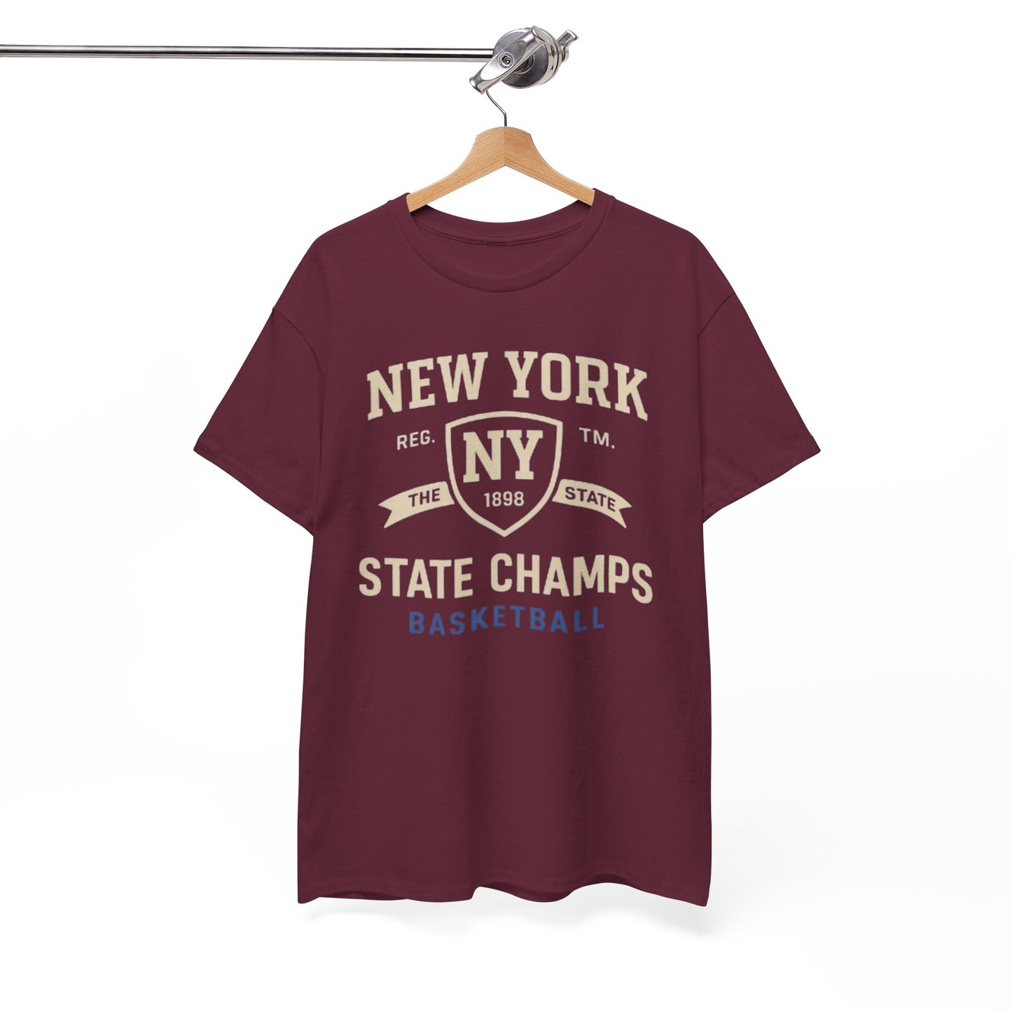 White Smoke New York State Champs Basketball T-Shirt — Vintage Collegiate Tee