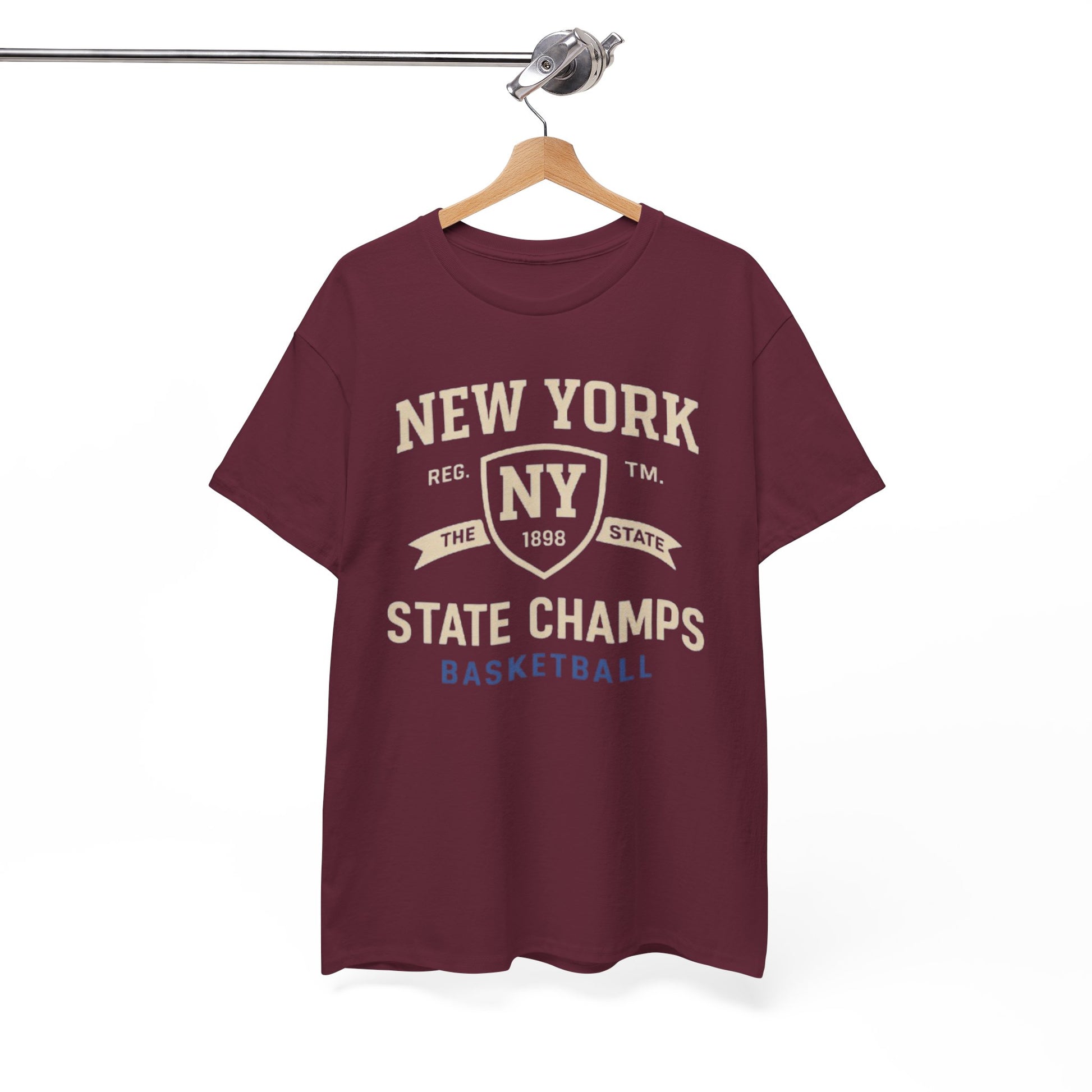 White Smoke New York State Champs Basketball T-Shirt — Vintage Collegiate Tee