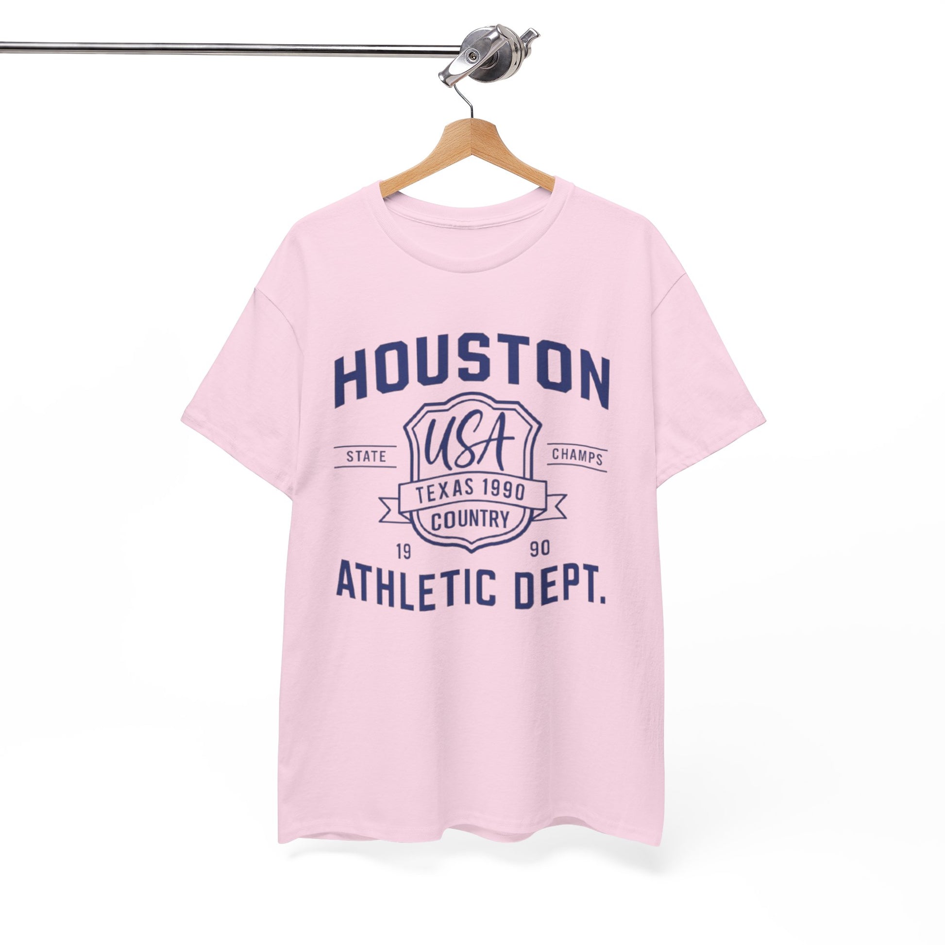 White Smoke Houston Athletic Dept. T-Shirt — USA Texas 1990 Vintage Collegiate Tee