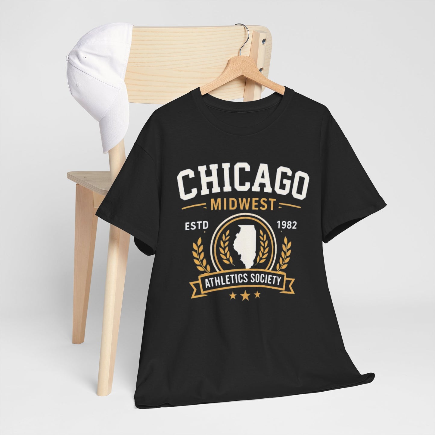 Dark Slate Gray Chicago Athletics Society T‑Shirt — Midwest ESTD 1982 Vintage Sports Tee