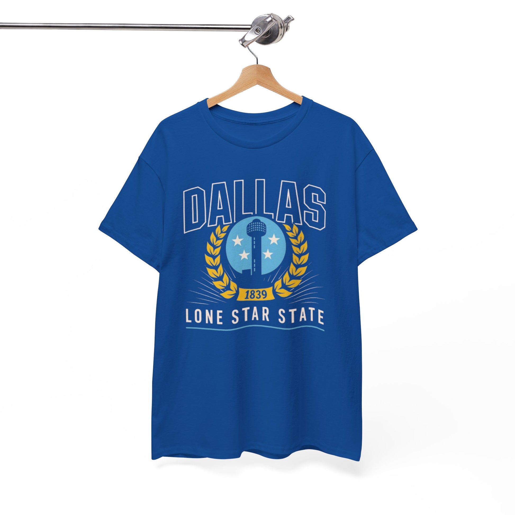White Smoke Dallas Lone Star State T‑Shirt — Retro City Crest Tee
