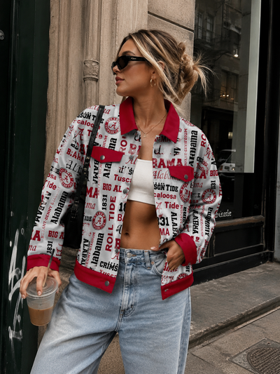 Alabama Crimson and White Game Day Jacket – Trendy College Football Streetwear