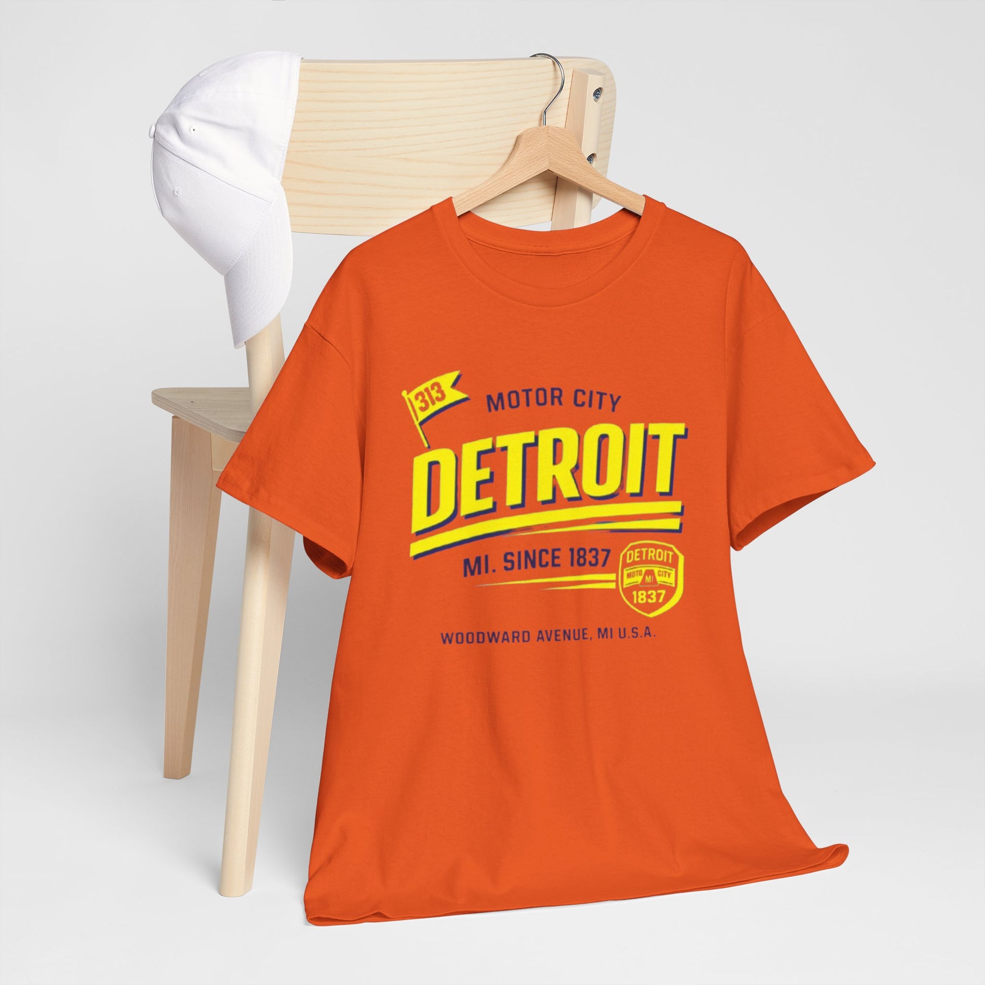 Lavender Detroit Motor City Graphic Tee - Retro 'MI. Since 1837' Orange T-Shirt