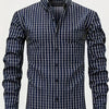Dark Slate Gray Men'S Long-Sleeve Shirt from [Shule Water OBM] - Featuring a Striped Pattern, Suitable for Business And Casual Wear All Year Round, Machine Washable, Made from Structured Non-Stretch Fabric, with a Button- Front Closure