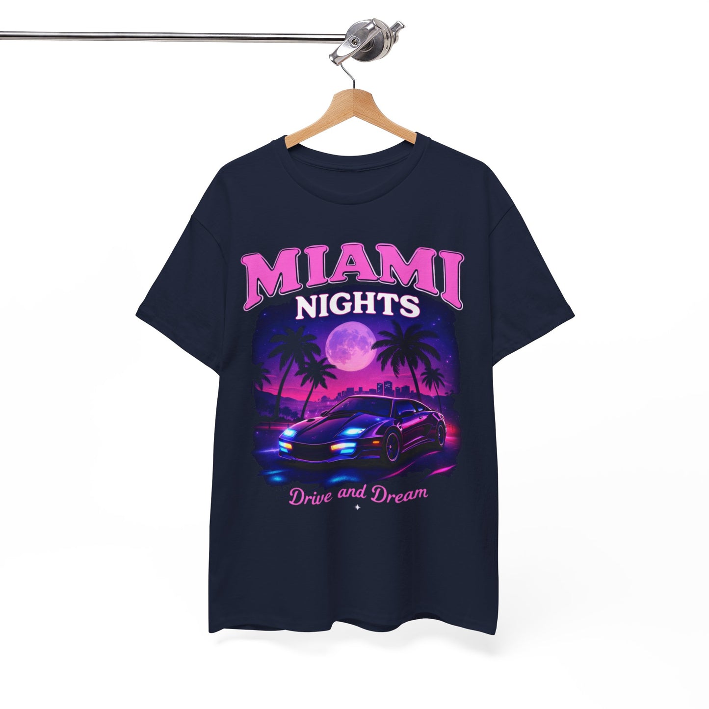 Miami Nights Drive and Dream Graphic T-Shirt – Neon City Streetwear Tee