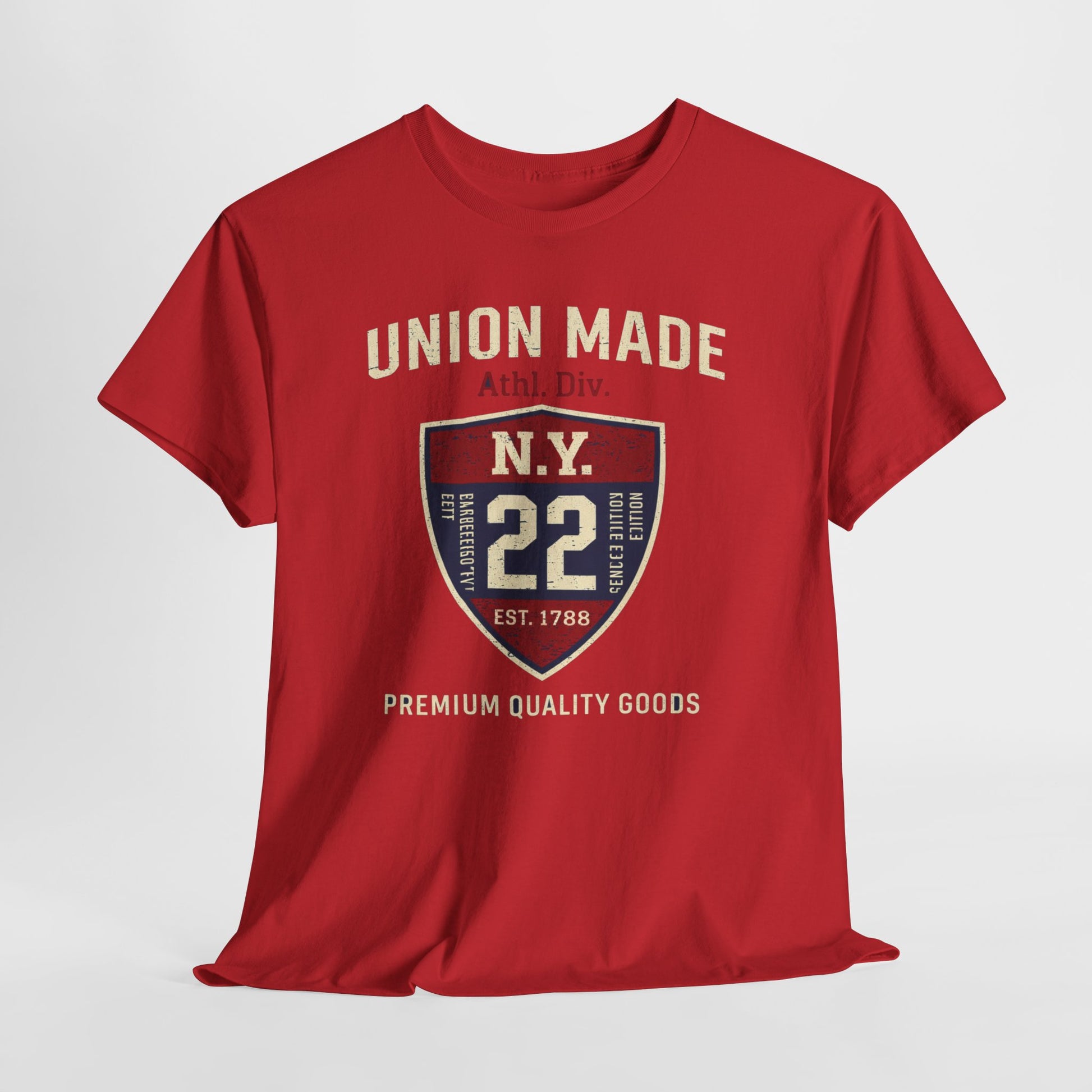 Brown New York Union Made N.Y. 22 Shield T-Shirt — Vintage Athletic Graphic Tee