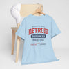 Light Blue Detroit Division 313 Motor City T-Shirt Vintage varsity College style Casual tee  Retro design