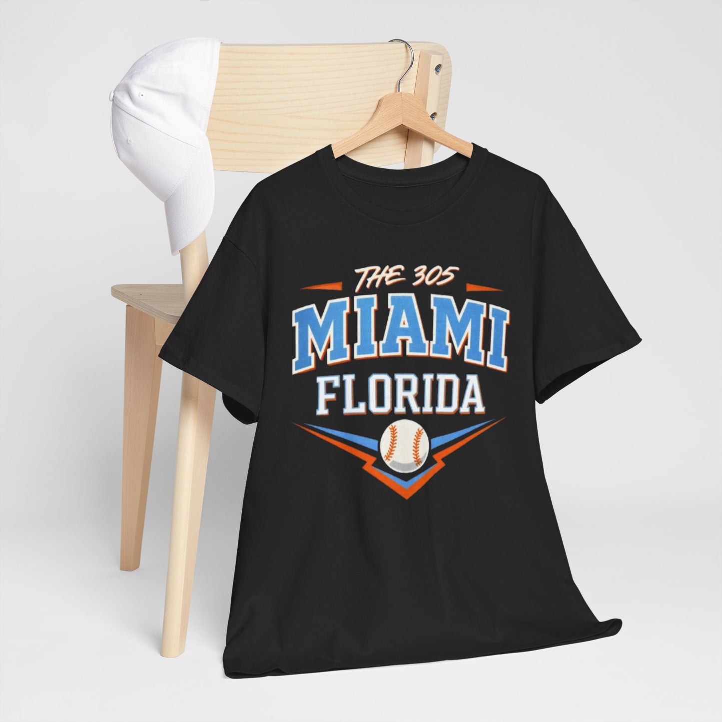 Dark Slate Gray Miami Florida 305 Baseball T-Shirt — Retro Sports Tee