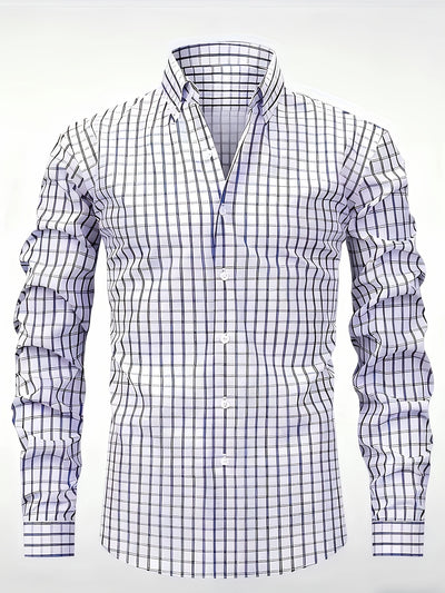Gray Men'S Long-Sleeve Shirt from [Shule Water OBM] - Featuring a Striped Pattern, Suitable for Business And Casual Wear All Year Round, Machine Washable, Made from Structured Non-Stretch Fabric, with a Button- Front Closure
