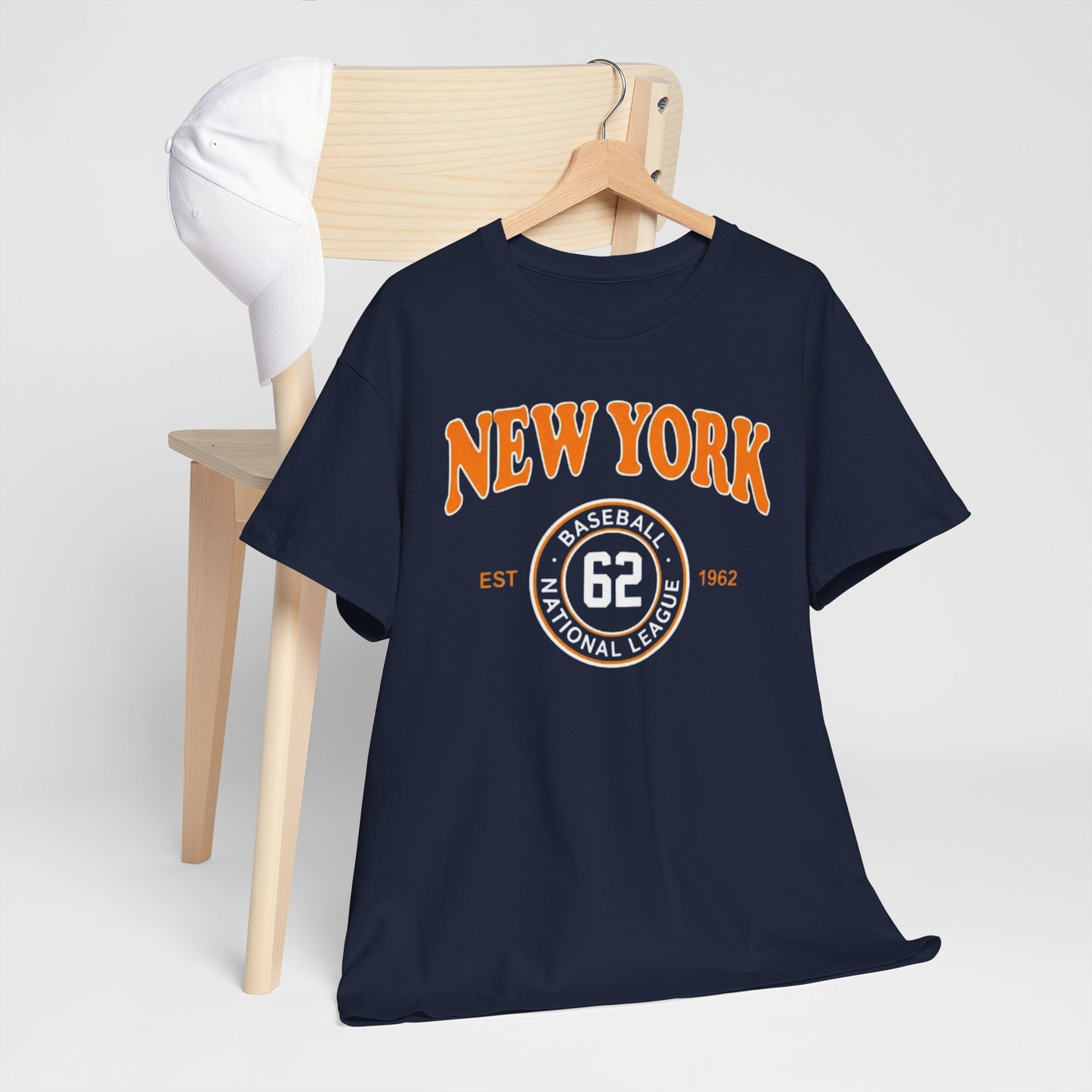 New York 62 Baseball Tee – Vintage Athletic Graphic T‑Shirt