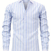 Light Gray Men'S Osha Collar Color-Blocked Long-Sleeve Shirt, New 2025 Digital Print Striped Business Casual Fashion, Finely Tailored Regular Fit, Breathable And Comfortable Fabric, Trendy And Unique, Perfect As a Holiday Gift for Men'S