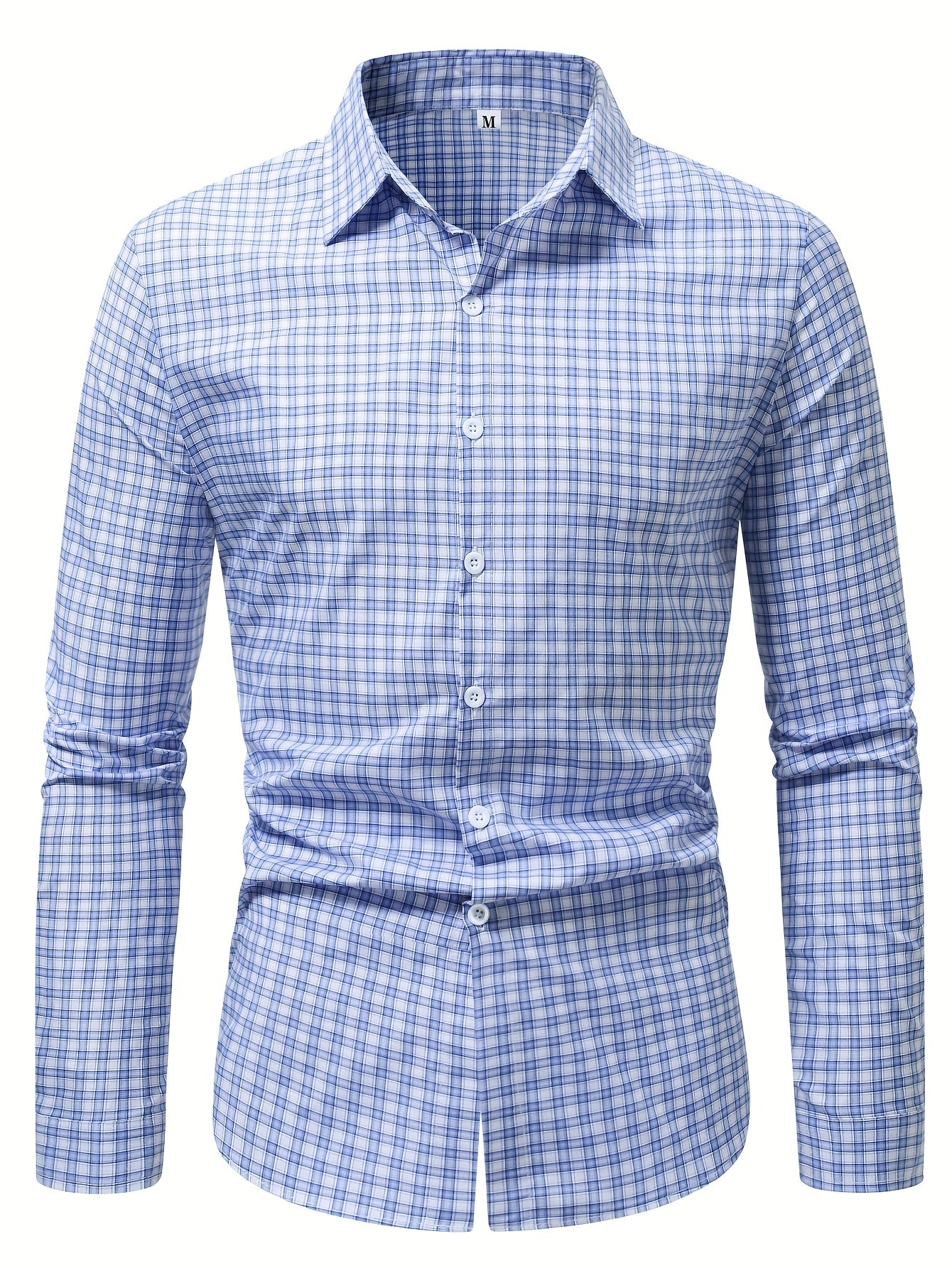 Plaid Casual Turn- Collar Shirt