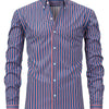 Slate Gray Men's Fashion Casual Digital Stripe Long-Sleeve Shirt, Stretch Wrinkle-Resistant Premium Versatile Lightweight Date Shirt