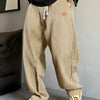Tan Men'S Corduroy Straight-Leg Pants | Drawstring Waist, Belt Closure, Comfortable And Versatile, Ideal For Fall/Winter