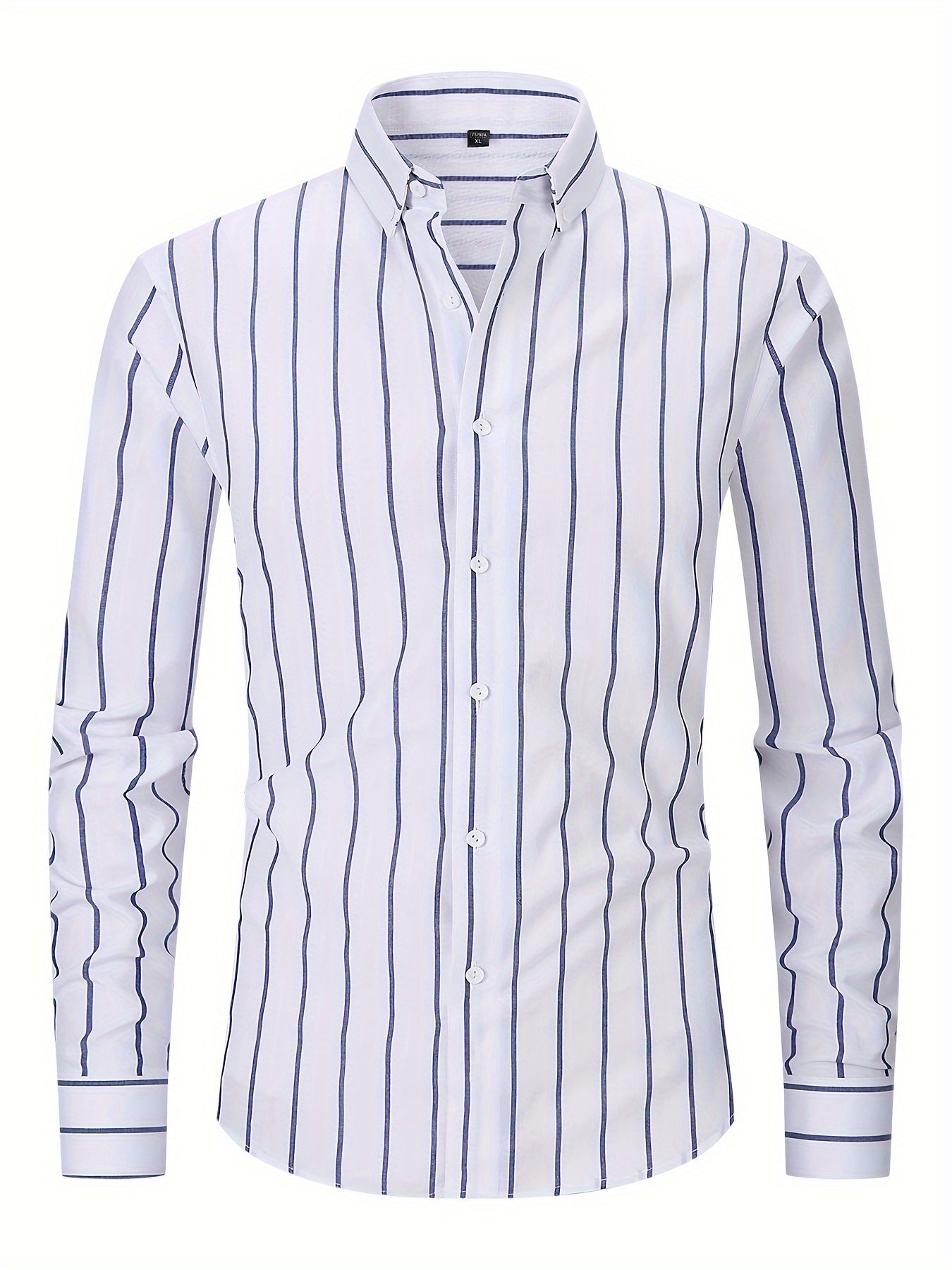 White Smoke Men'S Long-Sleeve Striped Woven Dress Shirt Made of Pure