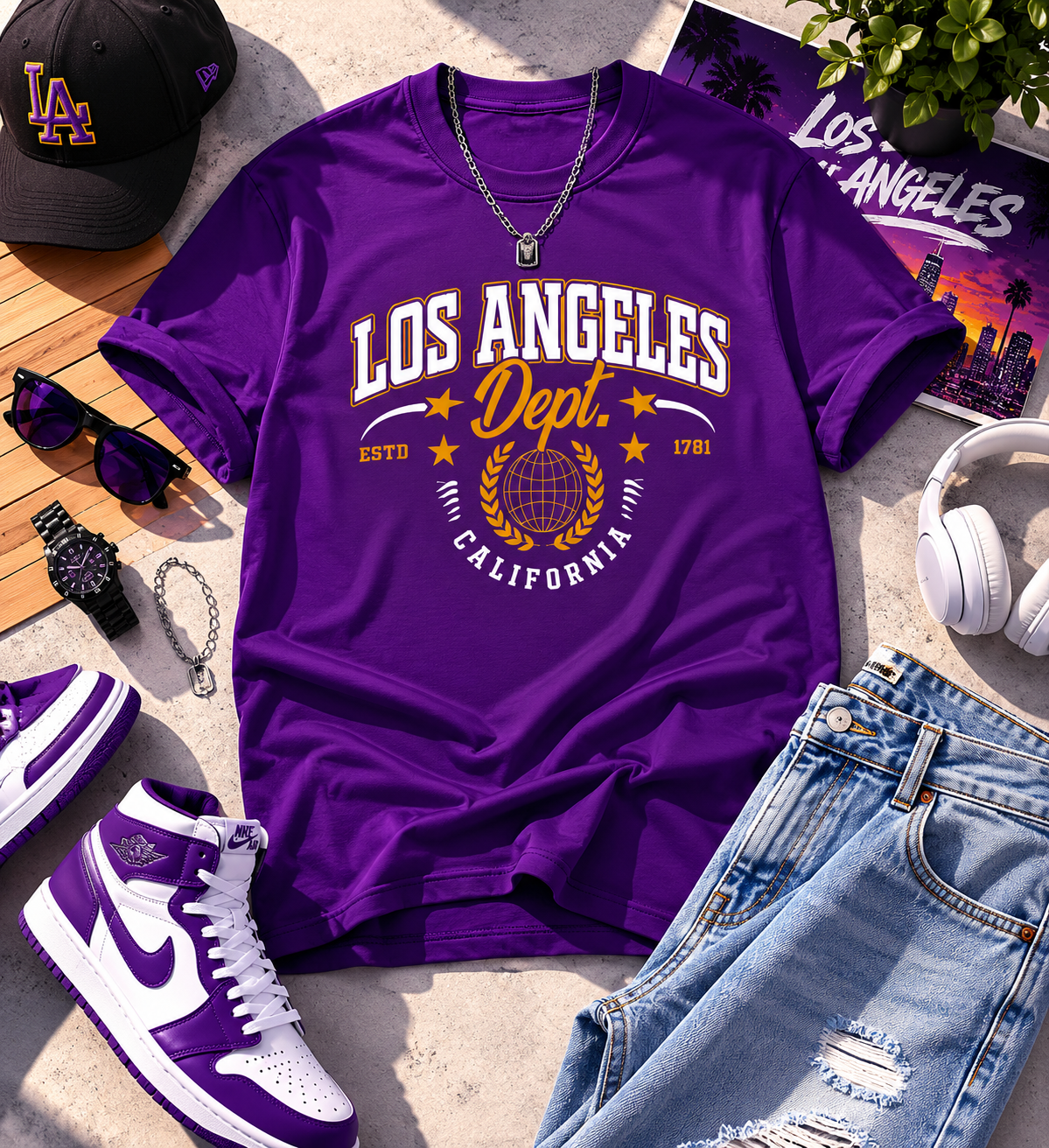 Los Angeles Dept. T‑Shirt – Vintage California College Graphic Tee