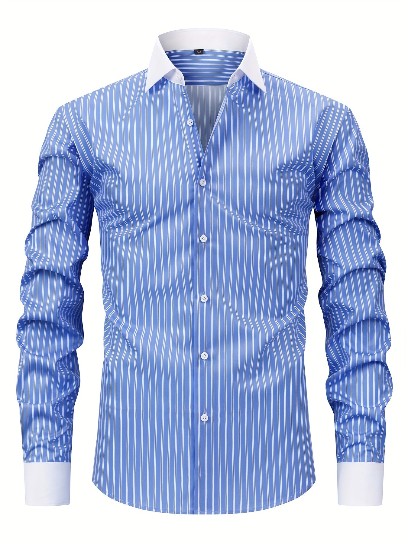 Men'S Osha Collar Color-Blocked Long-Sleeve Shirt, New 2025 Digital Print Striped Business Casual Fashion, Finely Tailored Regular Fit, Breathable And Comfortable Fabric, Trendy And Unique, Perfect As a Holiday Gift for Men'S