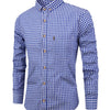 Light Slate Gray Kingstiger Men's casual slim cotton plaid shirt, Casual Breathable Lapel Button Up Long Sleeve Shirt Top for City Walk Street Hanging Outdoor Activities