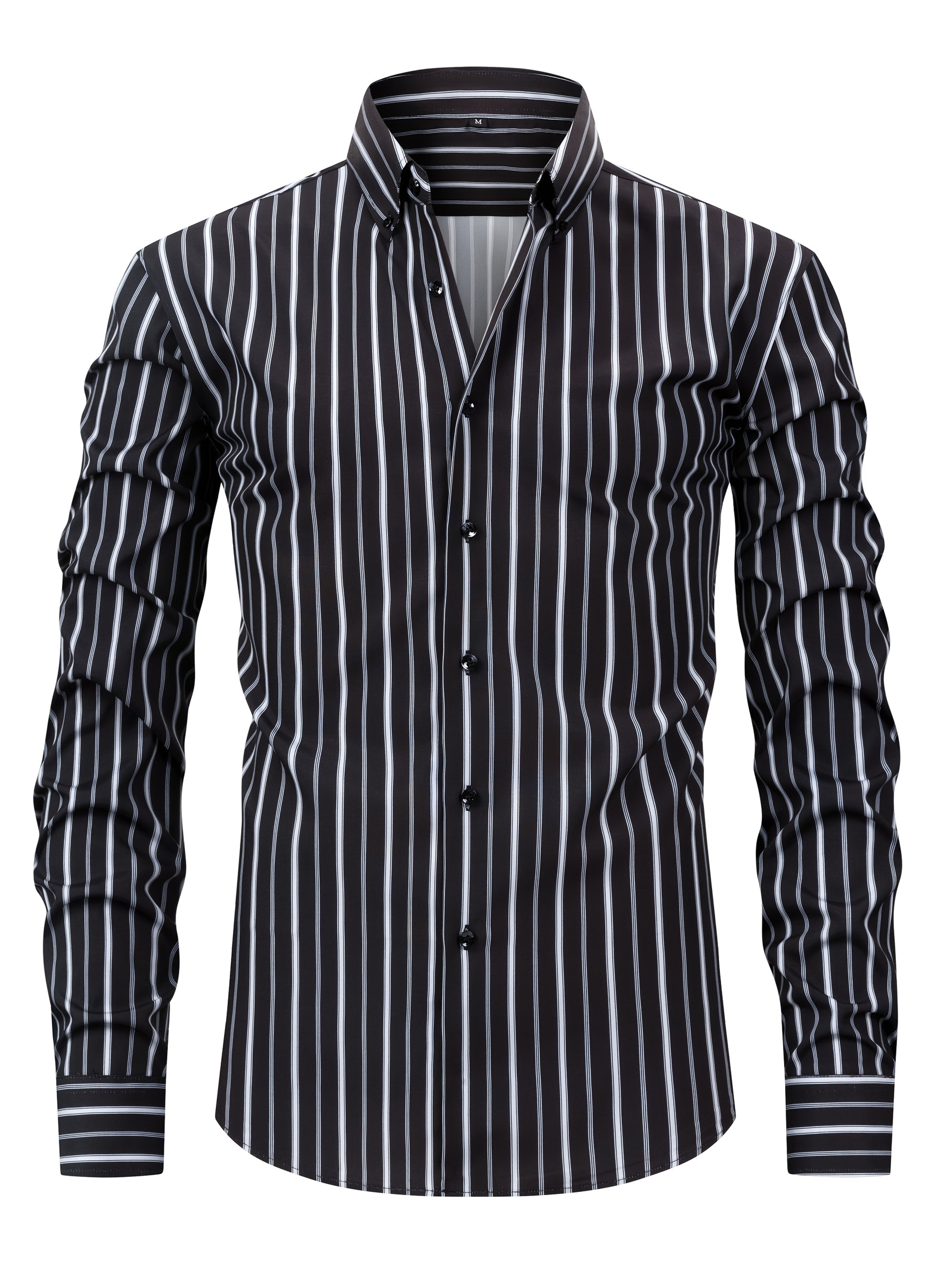 White Smoke Men's New Thin Digital Print Striped Long Sleeve Shirt, Wrinkle-, No Ironing, Versatile Fashion Date Shirt