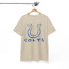 White Smoke Indianapolis Colts Horseshoe Graphic Tee — Vintage-Style Football Fan Shirt