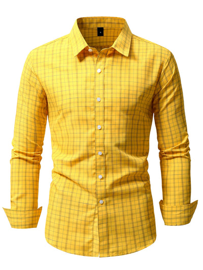 White Smoke Yellow checkered Men's casual shirt