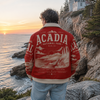 Acadia National Park Vintage Red Jacket – Coastal Mountain Outdoor Streetwear Bomber