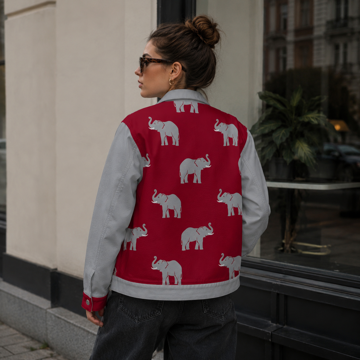 Alabama Crimson Tide Elephant Print Varsity Jacket – Trendy Game Day Streetwear for Men and Women