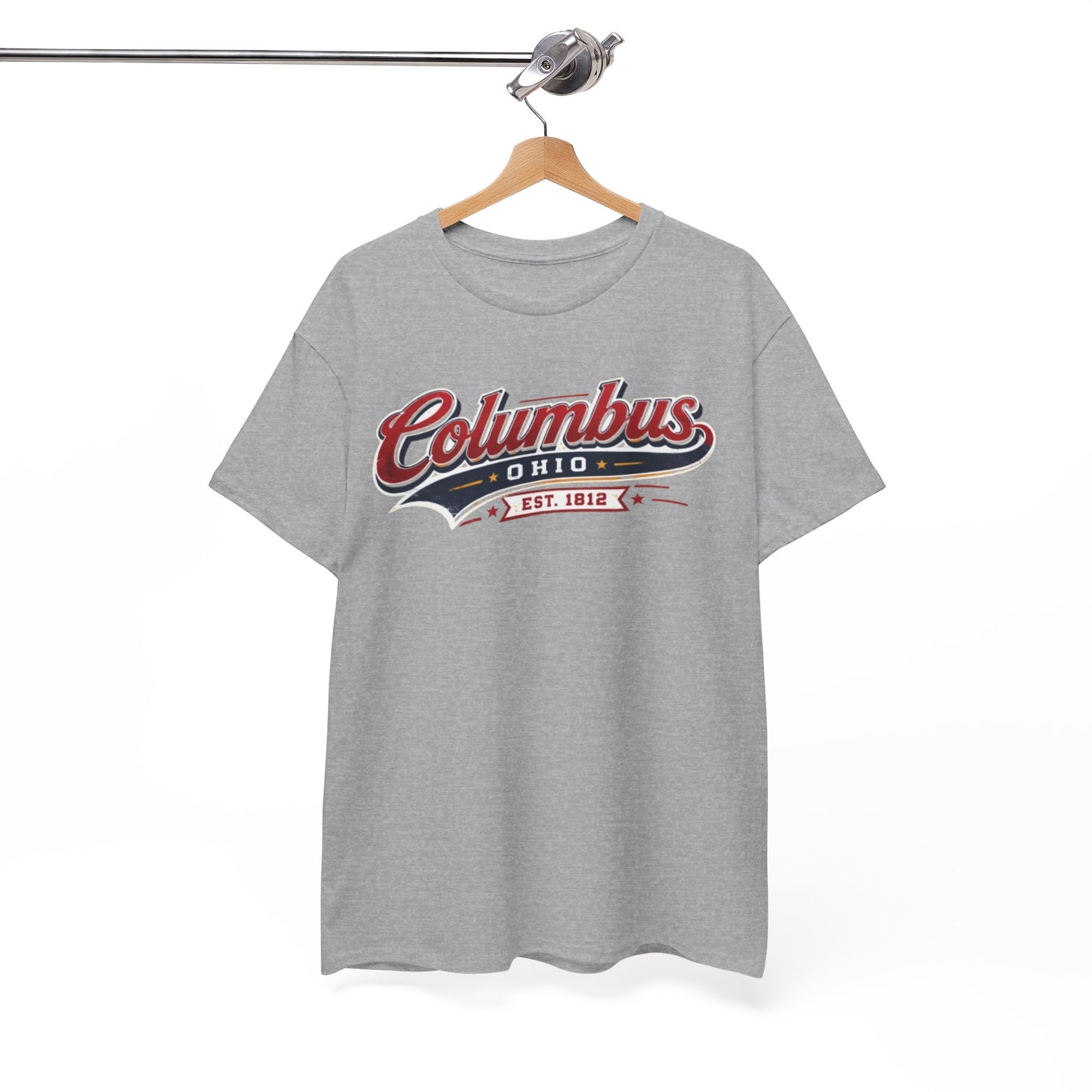 White Smoke Columbus Ohio Vintage Script Tee — Established 1812 City  T-Shirt