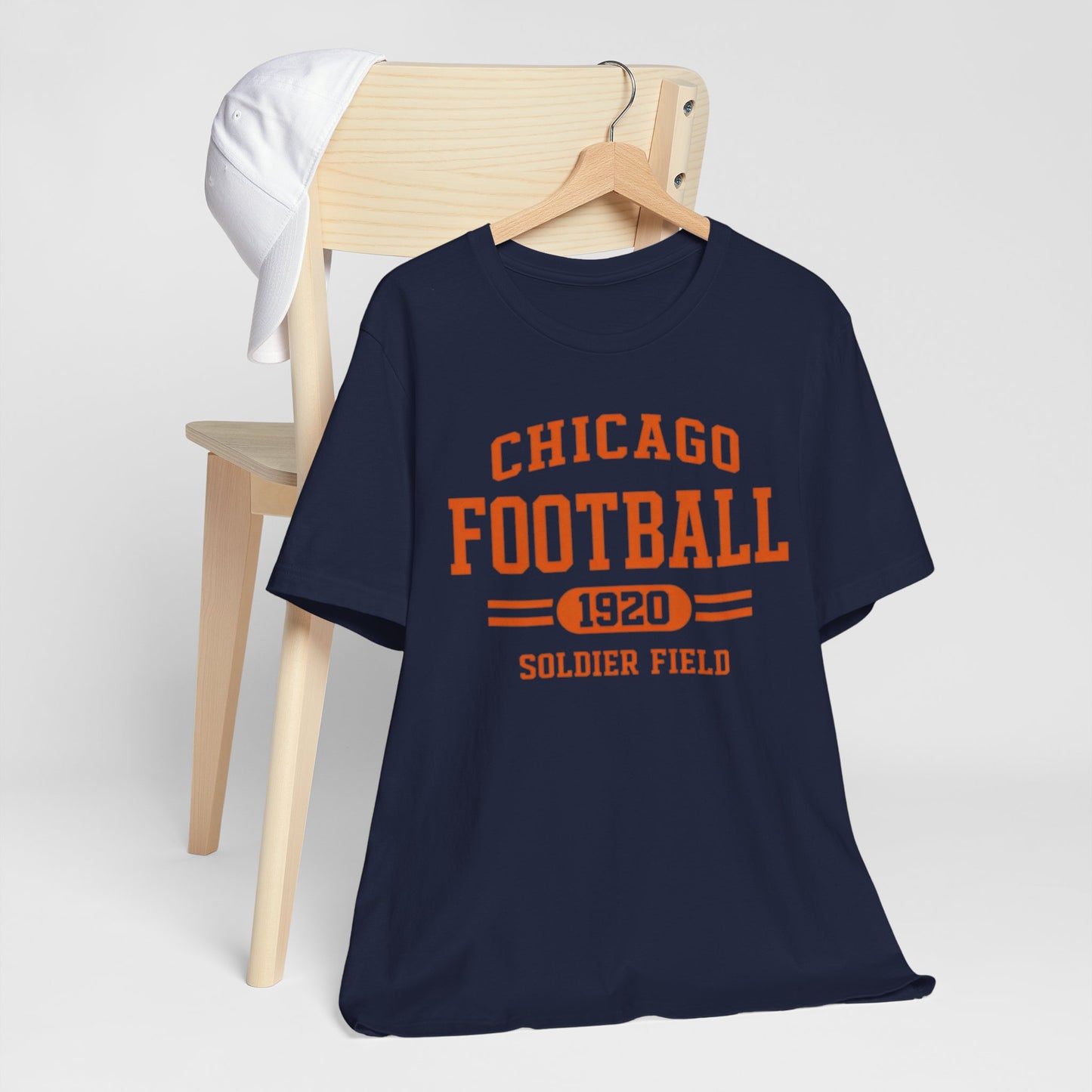 Dark Slate Gray Chicago Football 1920 Soldier Field Shirt – Vintage Navy Orange Game Day T Shirt