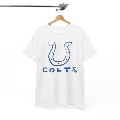 Indianapolis Colts Horseshoe Graphic Tee — Vintage-Style Football Fan Shirt – casual fan outfit, nfl fan apparel, image 1.0
