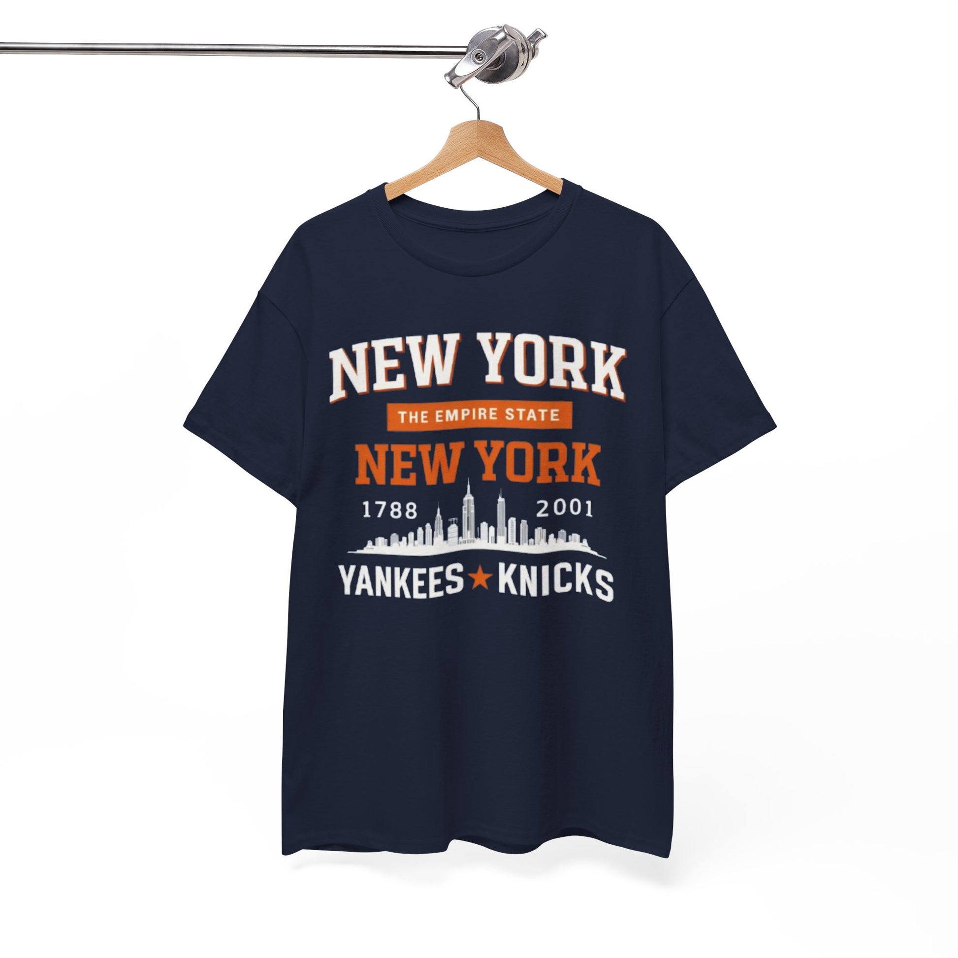 White Smoke New York City Skyline Tee — Yankees & Knicks Vintage Sports Shirt