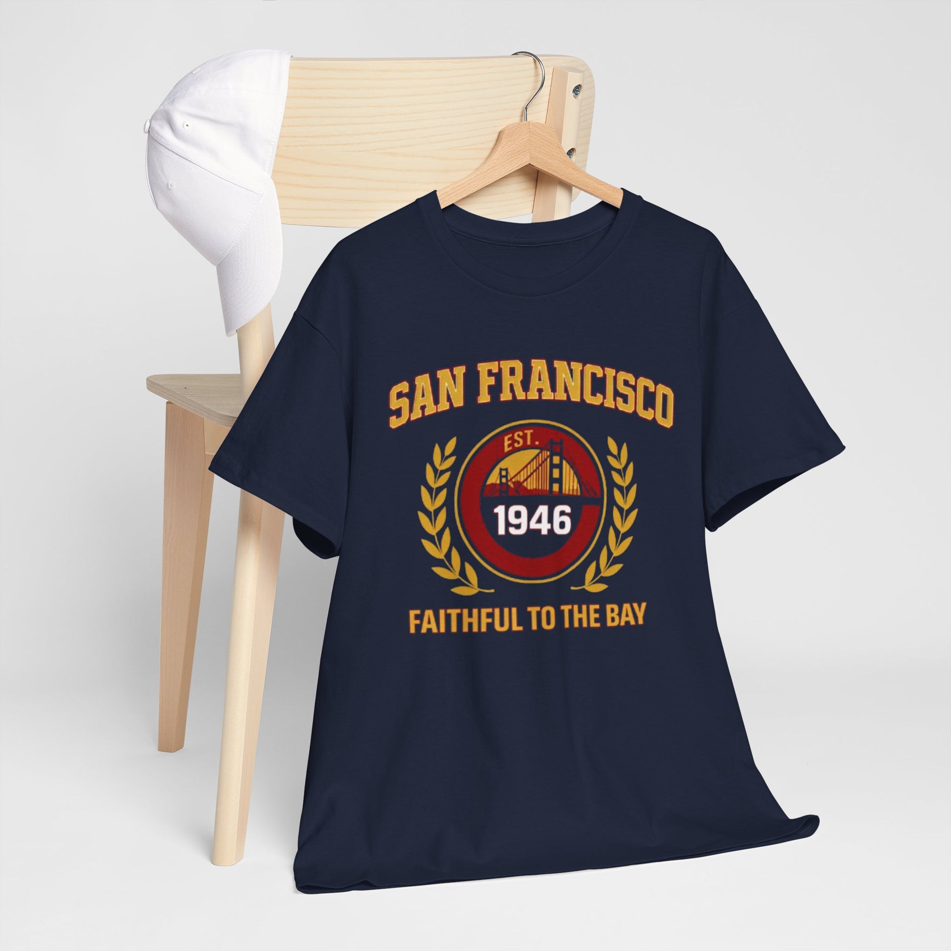 Dark Slate Gray San Francisco football  "Faithful to the Bay" T-Shirt — Vintage Golden Gate Crew Tee