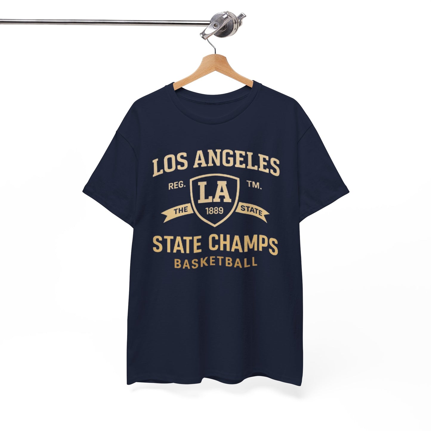 White Smoke Los Angeles State Champs Basketball T-Shirt – Oversized Urban Streetwear City Tee