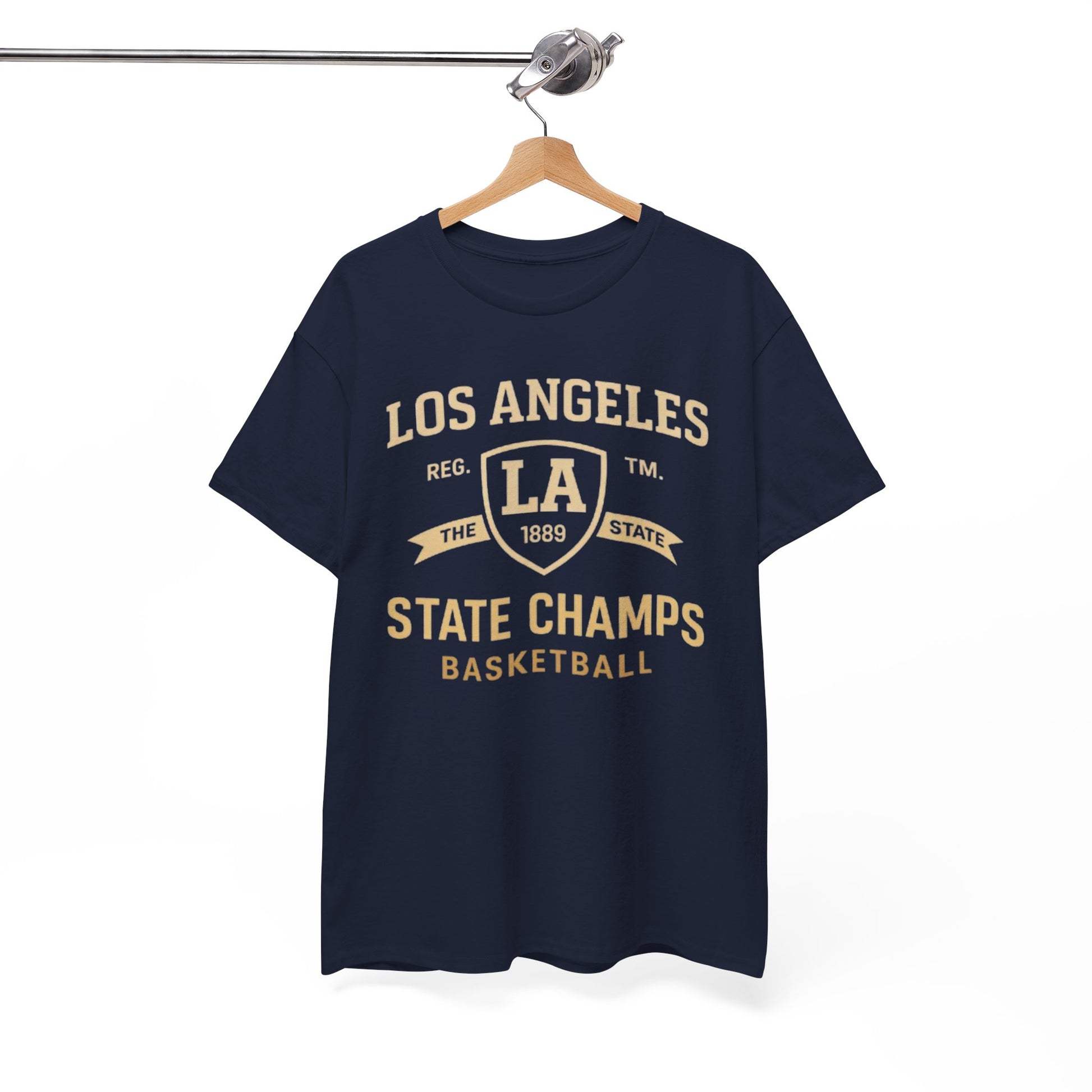 White Smoke Los Angeles State Champs Basketball T-Shirt – Oversized Urban Streetwear City Tee