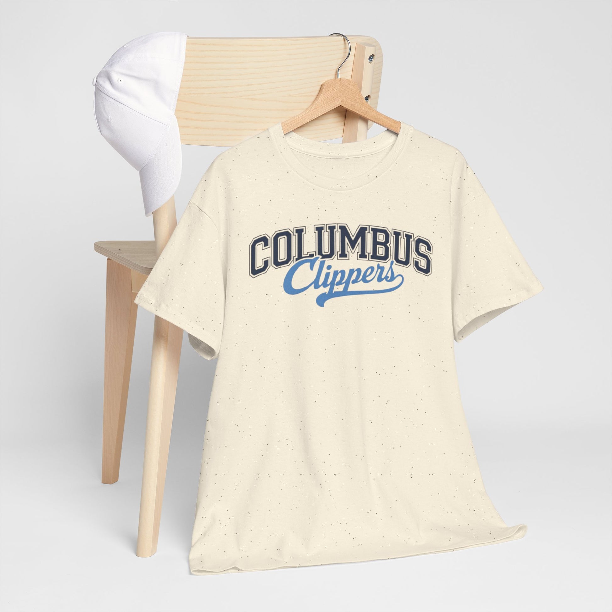 Antique White Columbus Clippers Baseball Tee — Vintage Script  T-Shirt