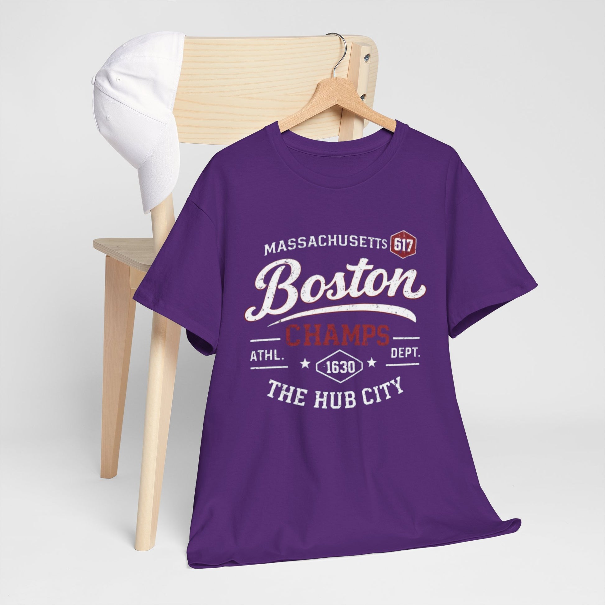 Lavender Boston Champs T-Shirt — The Hub City Athletic Tee (Massachusetts 617)